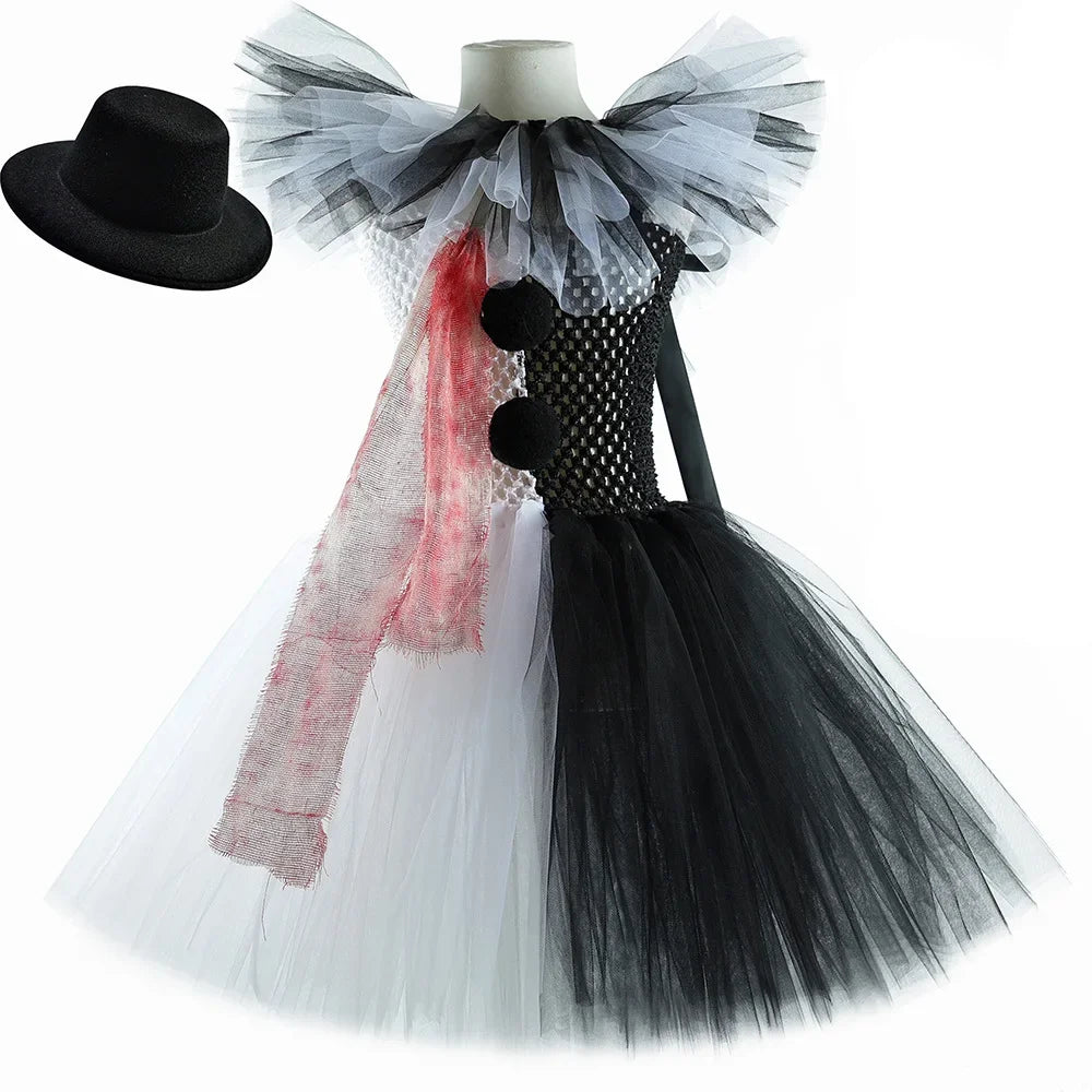 Killer Clown Costume for Girls Halloween Fancy Tutu Dress Blood Scary Art The Clown Terrifier Costume for  Carnival Clothes