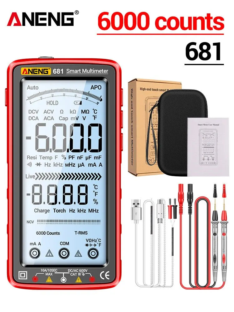 Rechargeable Digital Professional Multimeter Non-contact Voltage Tester AC/DC Voltage Meter LCD Screen Current Tester