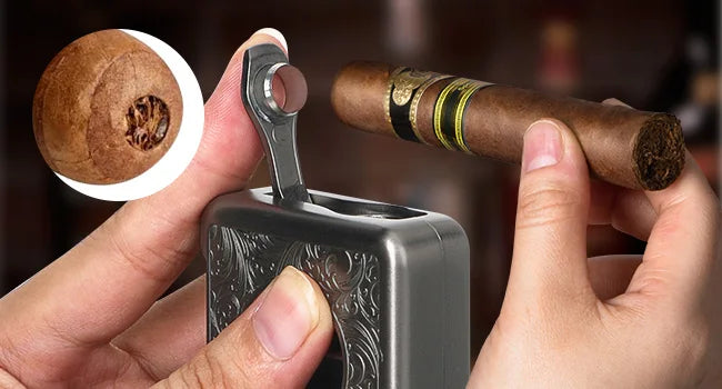 Cigar Cutter,4 in 1 Multifunction V Cut Cutter with Cigar Punch,Cigar Holder & Twin Nubber,Suitable for Max 60 Ring Gauge Cigars