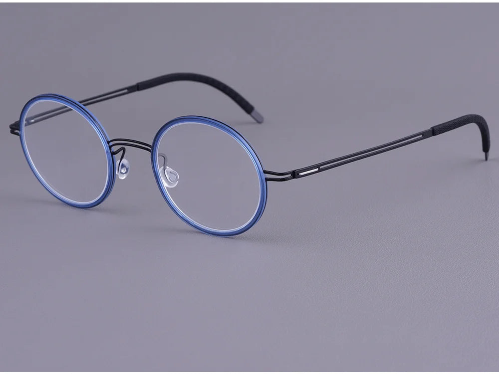 Vintage Round Screwless Titanium Eyeglasses Frame
