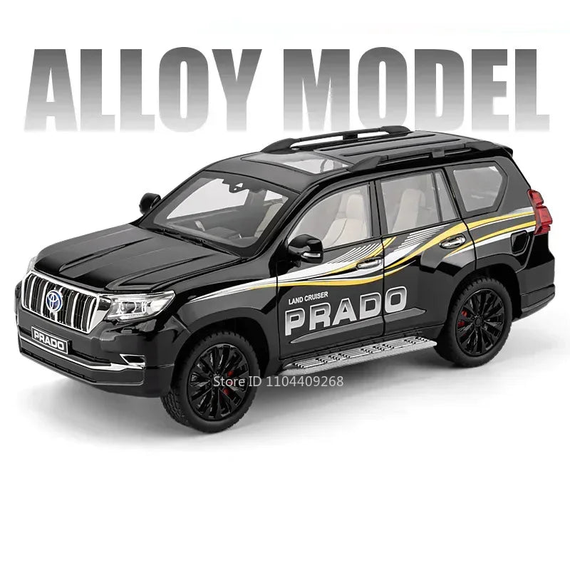 1:18 Large Size Prado SUV Model Toy Car Doors Opened Metal Diecast Shock Absorption Music Light Vehicles Models Birthday Gifts