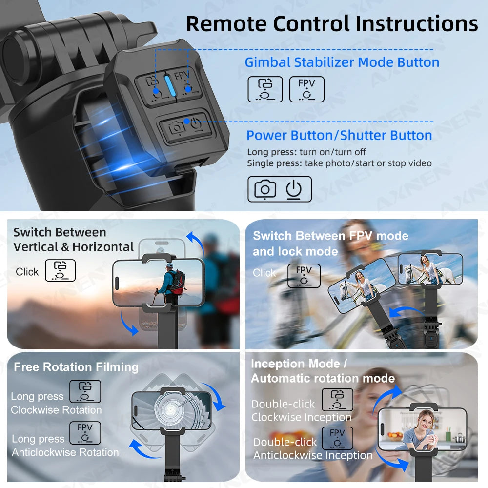HQ2 SERIES Mobile Phone Stabilizer Handheld Gimbal for Smartphone Gopro Action Camera Extension Rod Selfie Stick Tripod