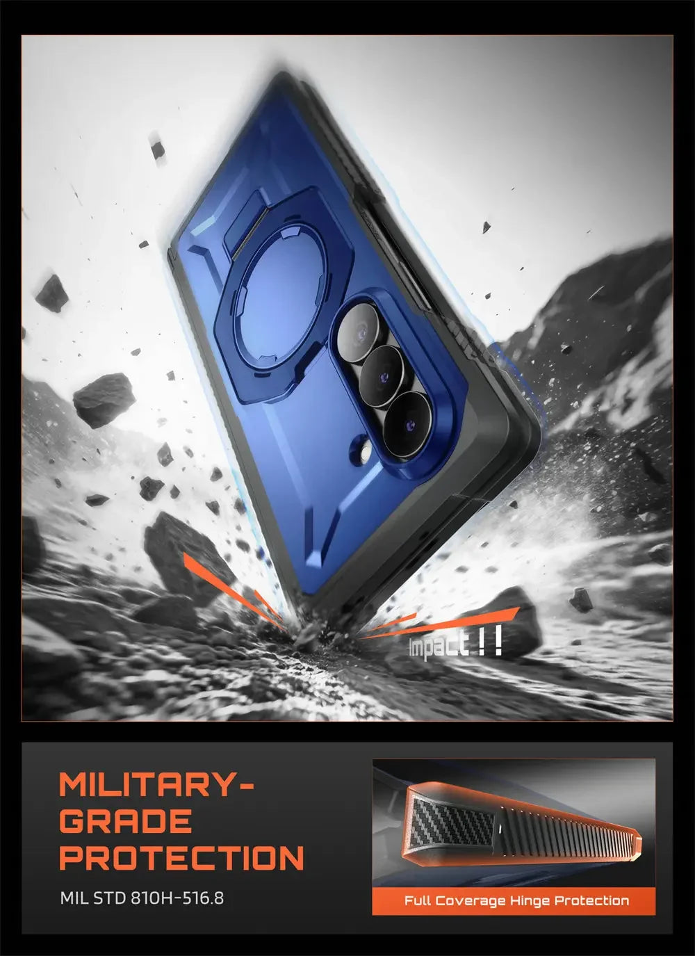 Full Body Rugged Phone Case with Magnetic Ring Kickstand and HD Clear and Privacy Screen Protectors for Samsung Galaxy Z Fold 8 Ultra