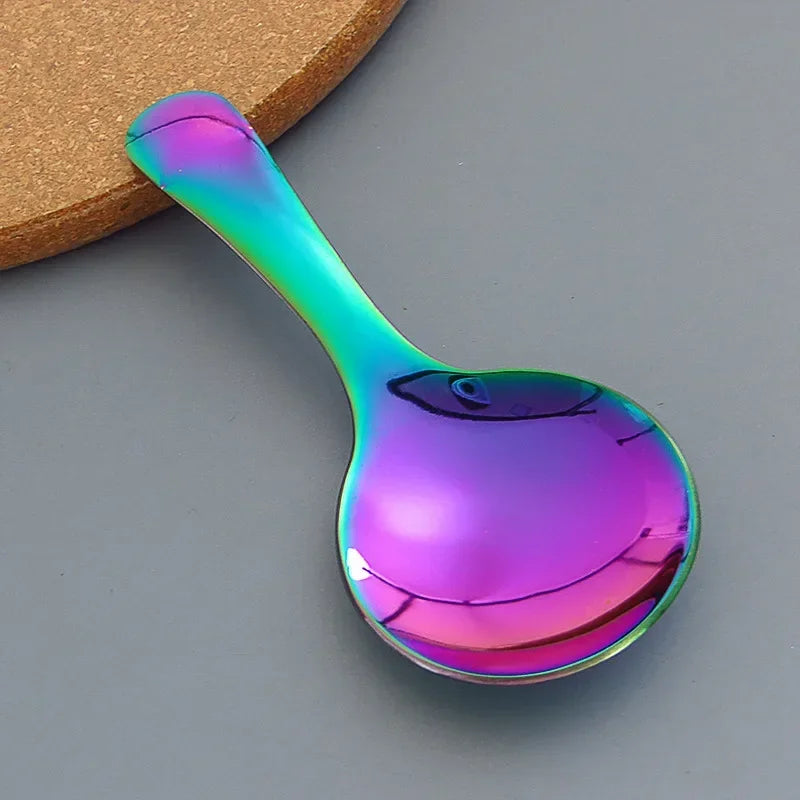 304 Stainless Steel Cute Spoon Adorable Short Handle Creative Utensil for Dessert Milk Powder Easy Clean Durable Safe
