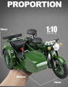 1/10 Alloy Retro Tricycle Side-car Motorcycle Model Diecast Metal Classic Military Motorcycle Model Sound and Light Toy Gift