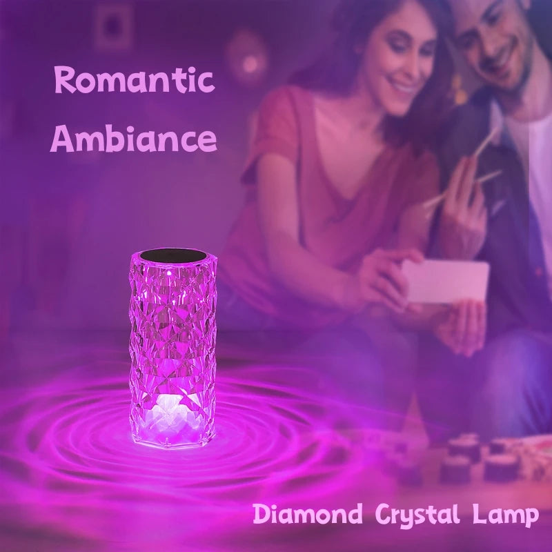 3/16 Colour LED Crystal Table Lamp Rechargeable Touch Rose Romantic Night Lamp