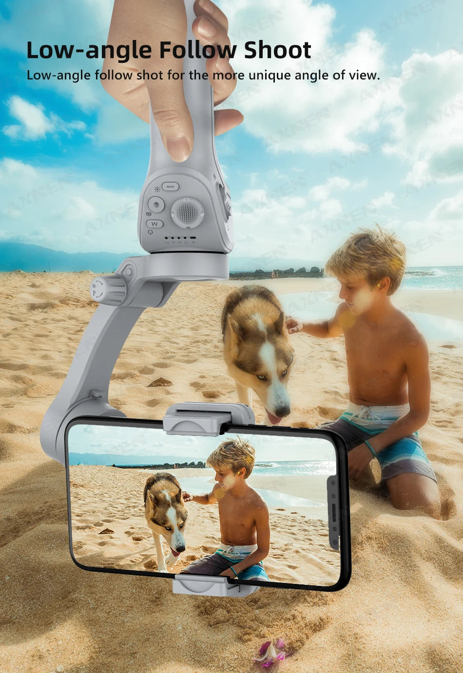HQ6 3-Axis Gimbal Handheld Stabilizer for Cellphone, with Fill Light, Face Tracking, for iPhone Android Video Recording