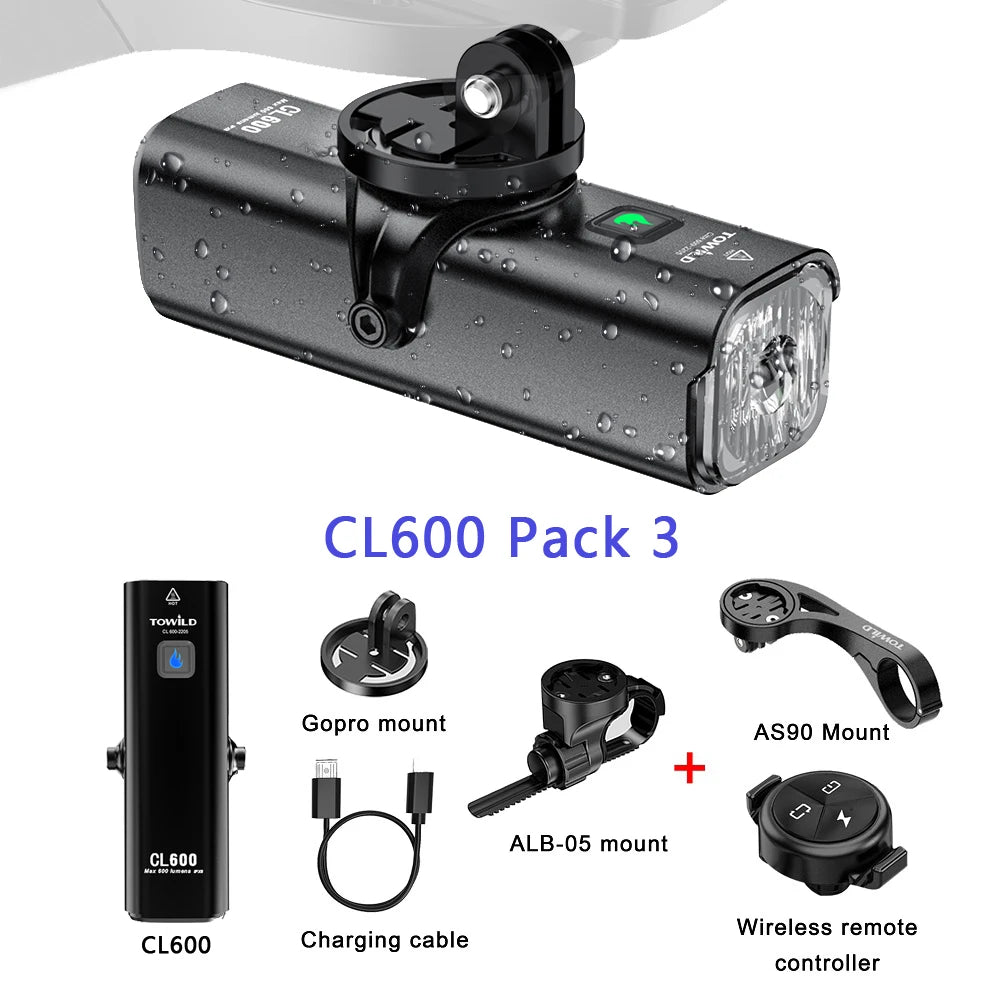 CL600S Bike Light Front Lamp 600 lumens USB Rechargeable LED 2600mAh Bicycle Light IPX6 Waterproof MTB Bicycle headlights