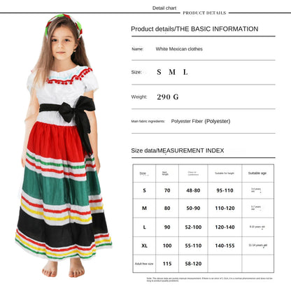 Carnival Campus Event Day of The Dead Costume Dress Mexican Ethnic Little Girl Dress