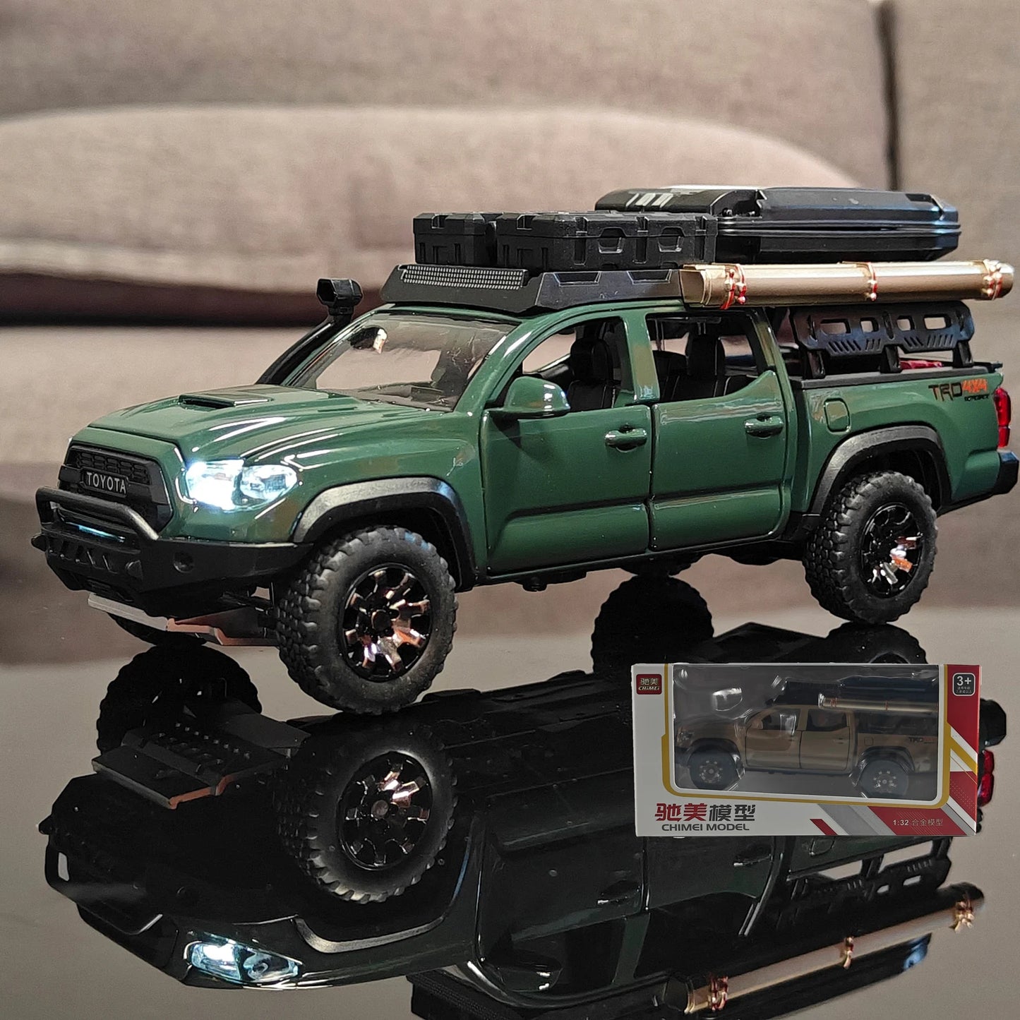 1:32 Toyota Tacoma TRO Off Road Pickup Truck Alloy Diecast Model Outdoor Collection Ornaments High Simulation Collection Present