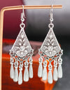 Statement Bohemian Vintage Ethnic Big Round Drop Earring Long Carved Flowers Drop Earrings For Women
