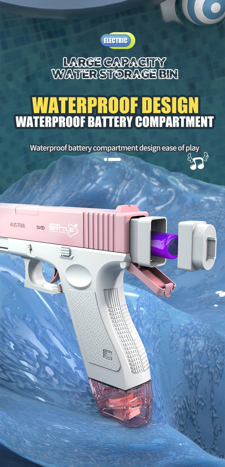 Electric M416 Water Gun with Full Automatic Shooting – Rechargeable Summer Outdoor Water Blaster