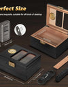 Cigar Humidor, Glass Top Cedar Wood Humidor Box, Cigar Case for 20-35 Cigars with Hygrometer, Cigar V-Cutter, Desktop Humidor