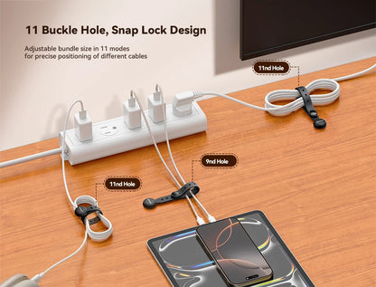 12/6PCS Magnetic Cable Management Ties Wire Organizer 11cm Cable Holder Adjustable Hook & Loop Organizer Straps for Home