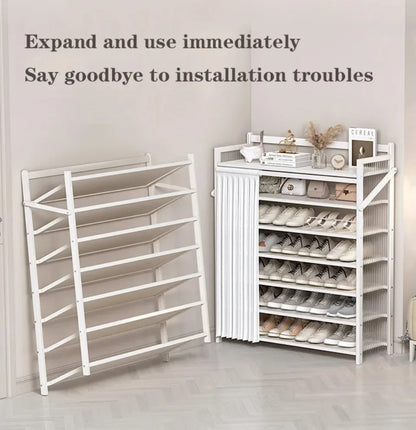 Multi-Layer Folding Shoe Cabinet Phyllostachys Pubescens Space Saving Stand Storage Shelves Explosion-Proof Folding Shoe Rack