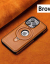 Leather for Magsafe Case For iPhone 16 15 Pro Max 14 Plus 16Pro Luxury Protection Magnetic Ring Holder Back Cover
