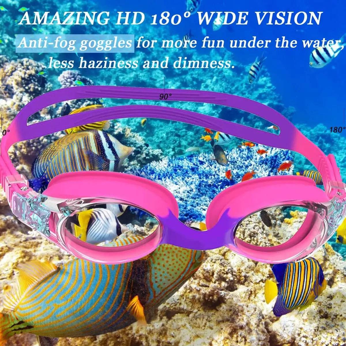 Kids Swim Goggles and Silicone Swim Cap set with Nose Clip Earplugs, Waterproof