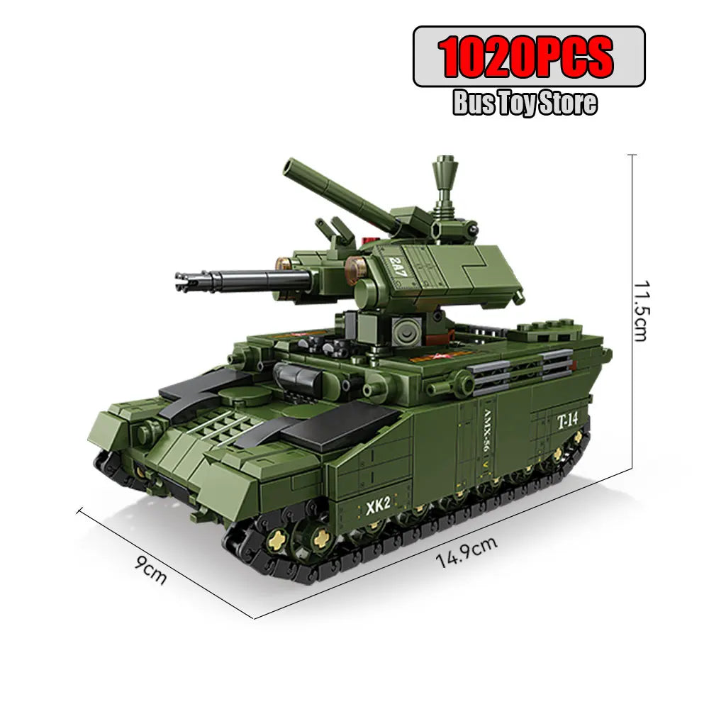 BMPT Terminator Tank KV-2 T-34 Tiger I WW2 Military Classic Model Building Blocks Bricks Boy  Toys for Christmas Gifts