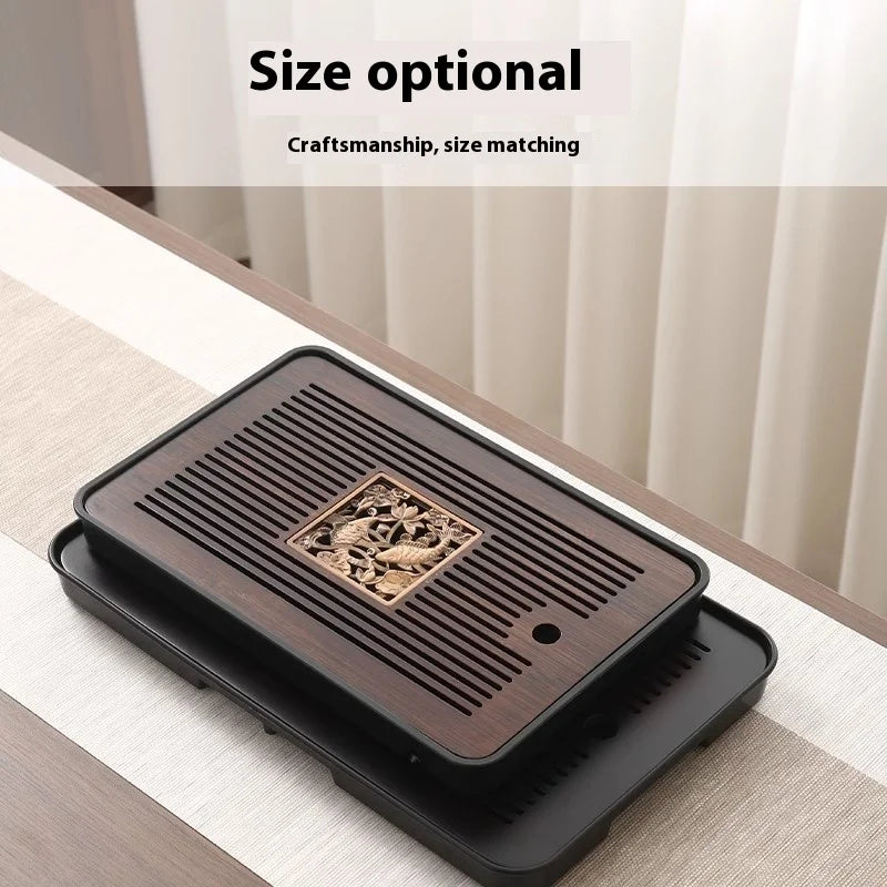 Bamboo Tea Tray Portable Dishes Rectangle Tea Ceremony Chaban Tea Chaban Tea Table Dual Purpose Drainage Water Storage