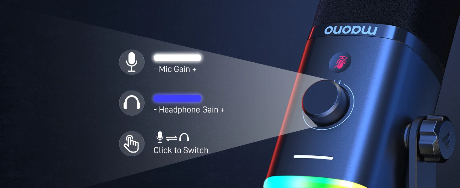PD100X Dynamic Microphone Software Noise Reduction Included RGB gaming mic Enhances gaming experience Ideal for recording