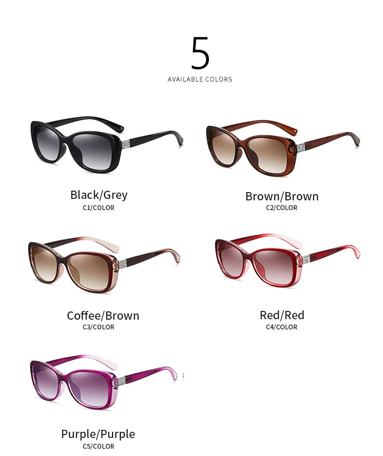 Diamond Gradient Polarized UV400 Square Sunglasses for Women Driving Travel Glasses