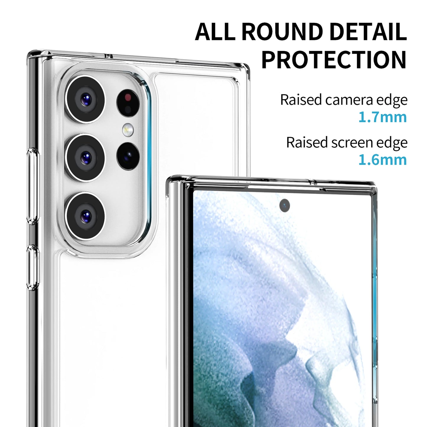 for Samsung S23 Case S23 Plus Crystal Clear PC TPU Hybrid Airbags Shockproof Armor Cover for Samsung Galaxy S23 Ultra Case