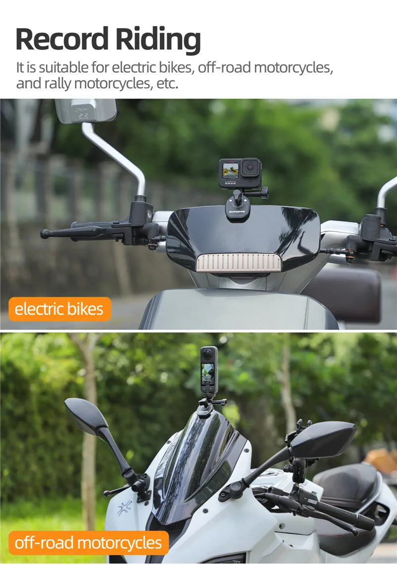 Motorcycle Windshield Clip Mount for Action Cameras and Smartphones