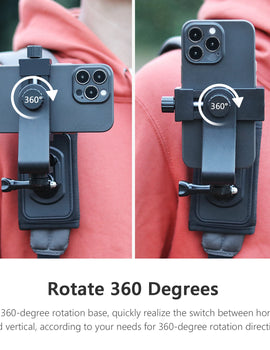360 Degree Rotary Mobile Phone Backpack Clip Holder for Smartphones CellPhone Chest Shoulder Fixed Mount for iPhone 14