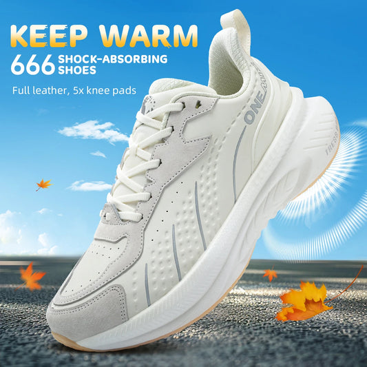 Sports Shoes Women Autumn And Winter Leather Cover Cold Waterproof Lightweight Comfortable Breathable Running Shoes