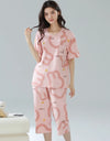 2-Pcs Women’s Summer Cotton Pajama Set – Breathable Short Sleeve Sleepwear with Cute Prints