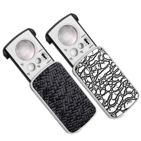 30X 60X 90X LED UV Jewelry Loupe Slide-Out Pocket Magnifier