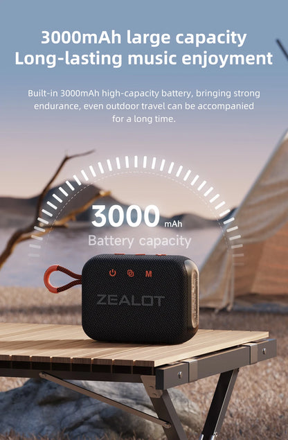 ZEALOT S75 Outdoor Portable Speaker Dual-Driver Bluetooth Speaker, IPX6 Waterproof, True Wireless Stereo for Outdoor