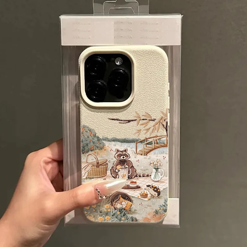 Cartoon Animal Bear Squirrel Phone Case For iPhone 17 16 15 Plus Pro Max Air Cases iPhone 14 Pro Max 16e Cover