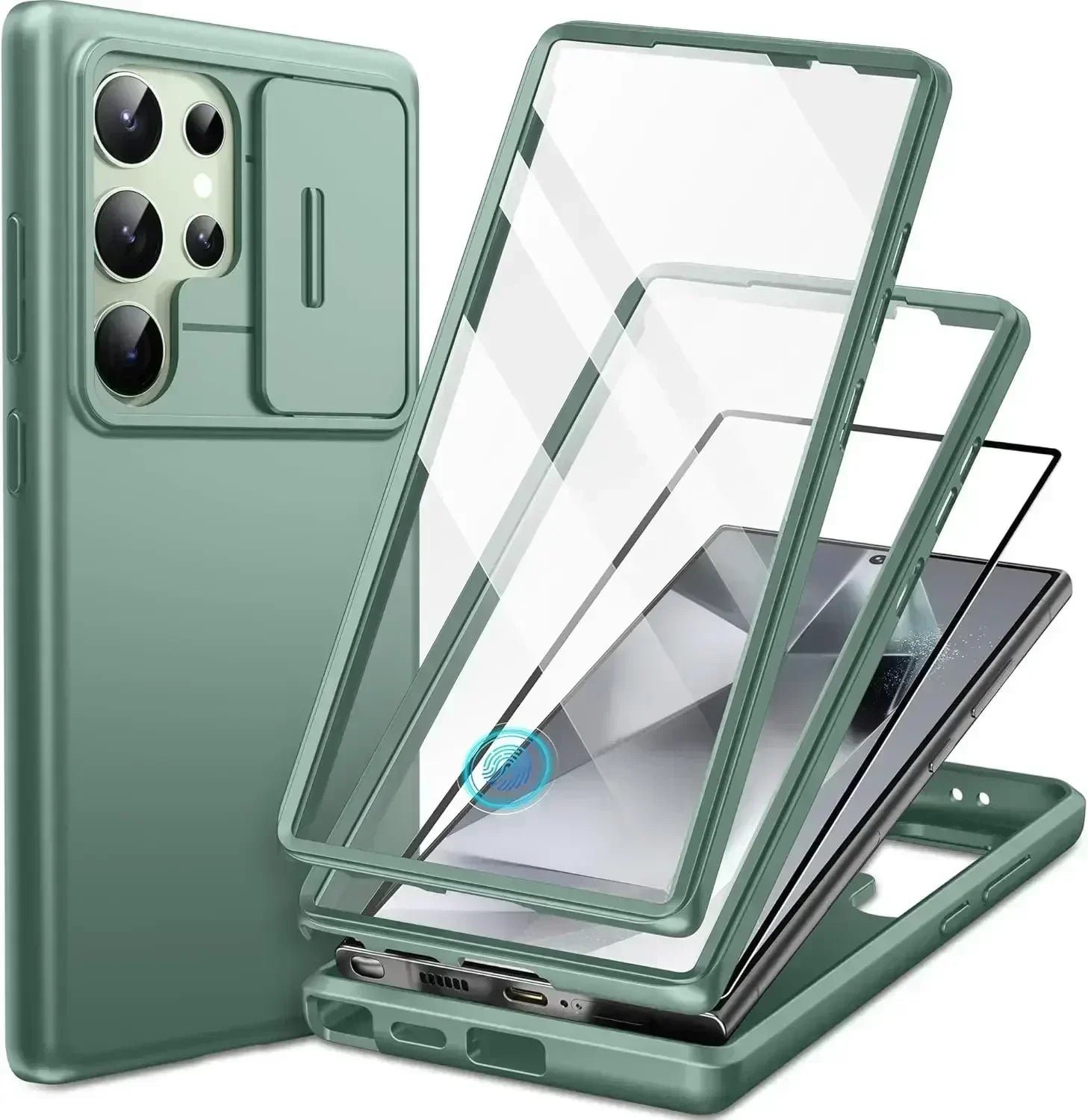 For Samsung Galaxy S24 Ultra Case with Camera Cover Screen Protector Military Drop Protection Shockproof Slim Matte Phone Case