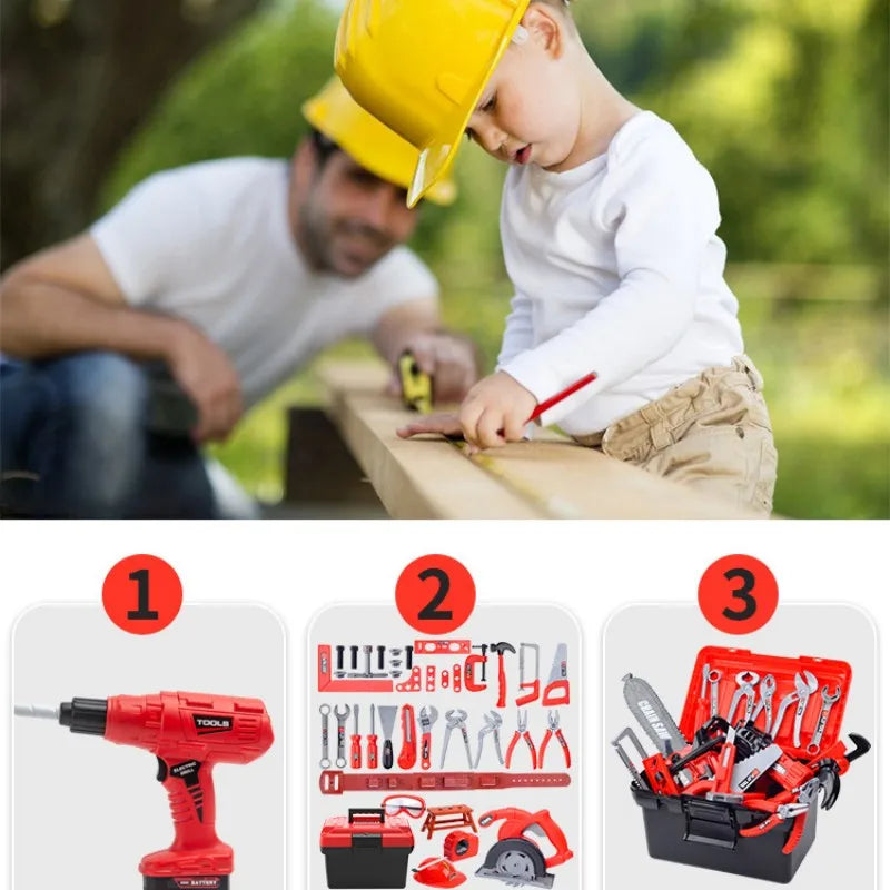 Toolbox Kit Educational Toys Simulation Repair Tools Toys Drill Plastic Game Learning Engineering Puzzle Toys Gifts For Boy