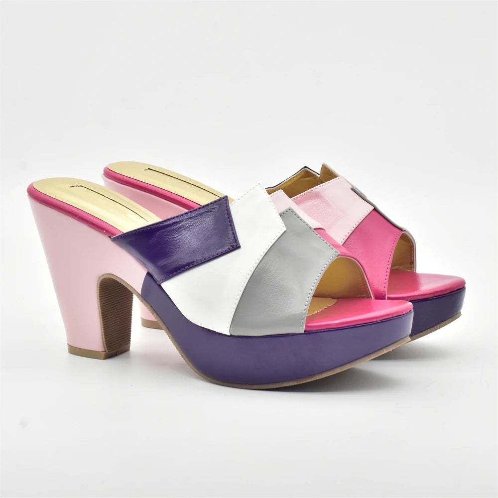 Italian Women Wedding Shoes Closed Toe Heels Colorful Heels for Women Ladies Dress Shoes Nigerian Women Party Pumps