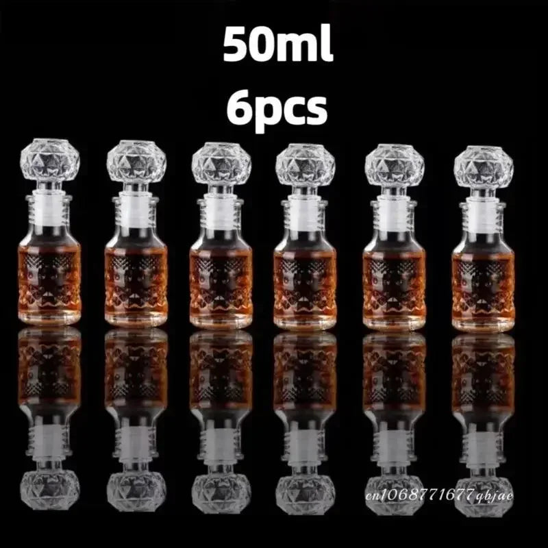 50ml 100ml 6pcs 12pcs Whisky Glass Liquor Bottle French Carved For Alcohol Wedding Gifts Wine Mini Container Storage Favour Set