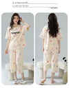 2-Pcs Women’s Summer Cotton Pajama Set – Breathable Short Sleeve Sleepwear with Cute Prints