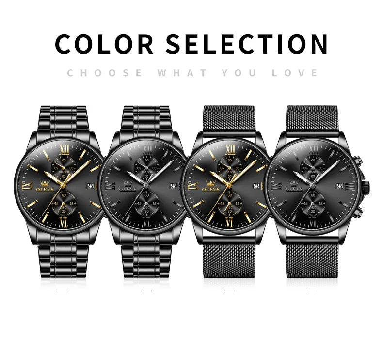 Quartz Watch Luxury Black Stainless steel Date Luminous Waterproof Business Watch Quartz Watch for Men Watch Quartz