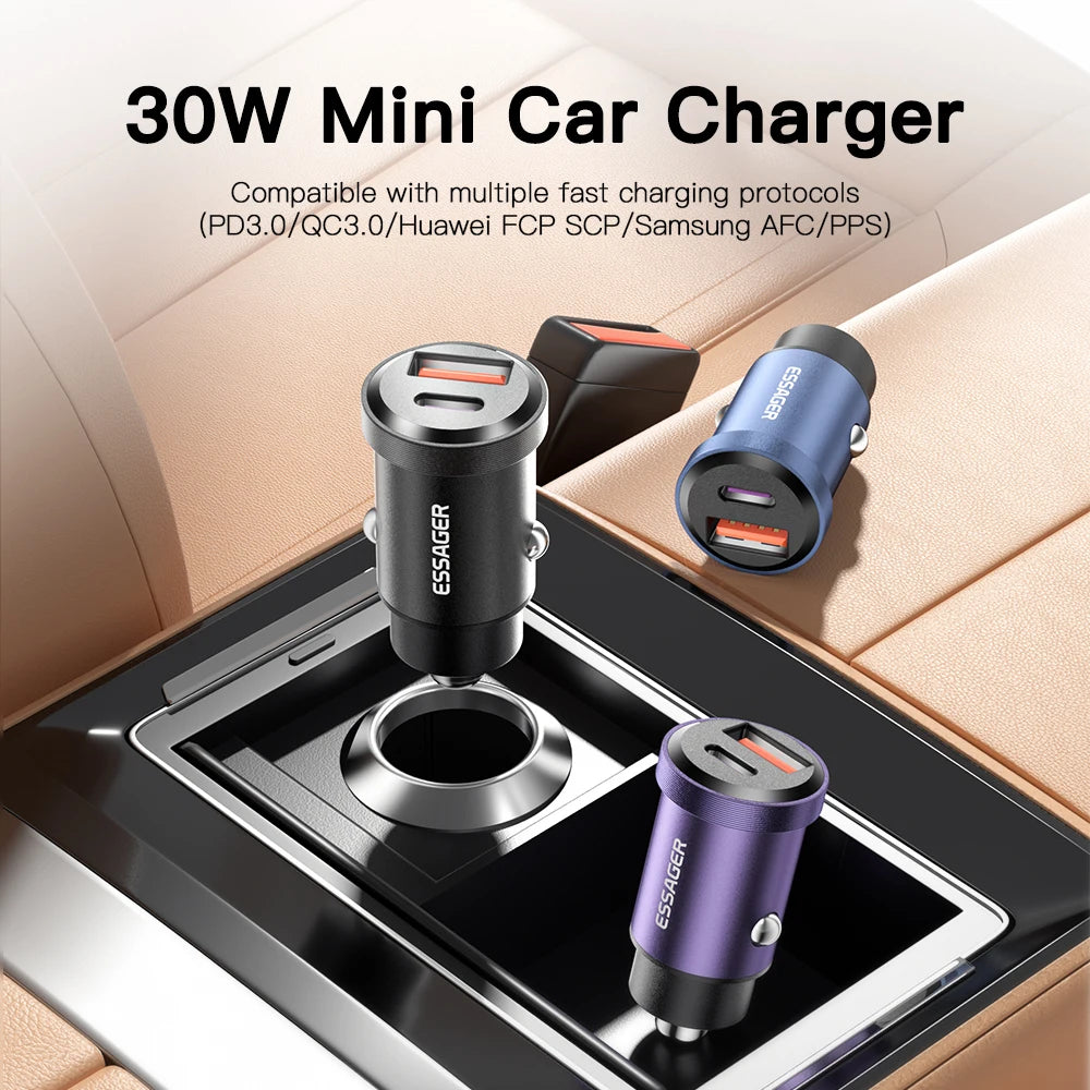 30W / 45W USB-C + USB-A Fast Car Charger (PD + QC 4.0)