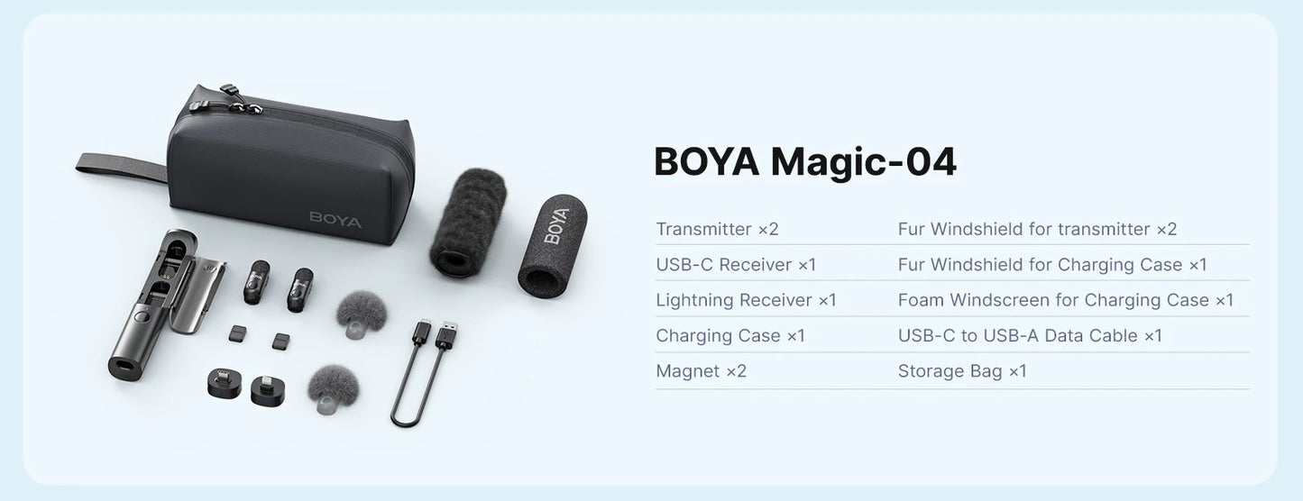 Magic Professional Wireless Lapel Microphone Shotgun/Desktop/Handheld Mic for iPhone Android Camera PC Video Recording