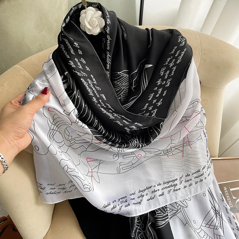 Women Summer Silk Scarves Shawl Lady Wrap Soft Female Echarpe Designer Beach Stole Bandana foulard muffler