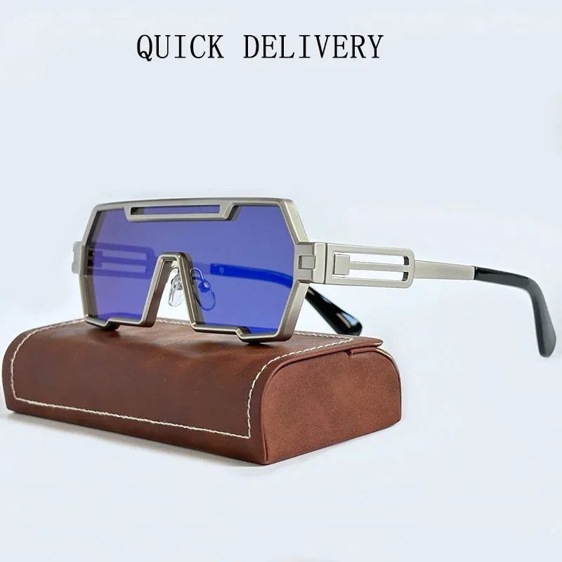 Square Steampunk Metal Sunglasses With UV400 Protection