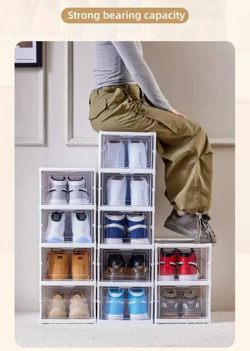 1/3/6 Layers Foldable Shoe Rack Organizer Transparent Sneaker  Simple assembly Dustproof Stackable Shoe Storage With Cover