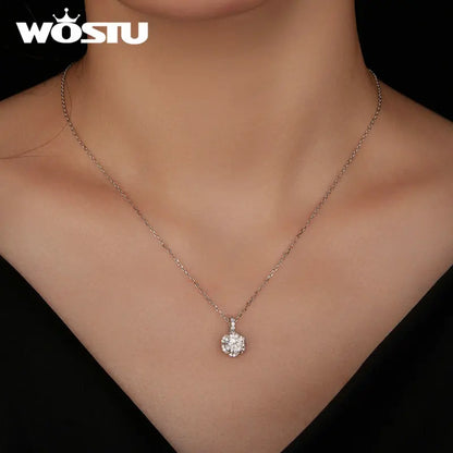 1.0 CT VVS1 D Moissanite Flower Wedding Charm Necklace 925 Sterling silver Round Diamond Cut Moissanite Pendant Necklace