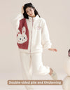Women’s Christmas Fleece Pajama Set – Warm Flannel Zipper Sleepwear, Thick Coral Velvet