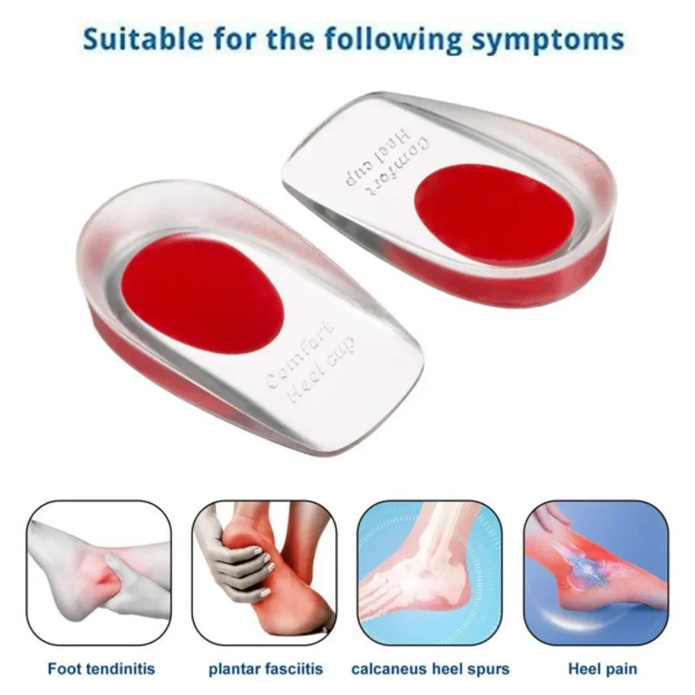 2 Pcs Silicone Heel Pad Heel Pain Relieves Pain Damping Heel Sole and Achilles Tendon Long-term Care Tool Foot Massage Care Pad