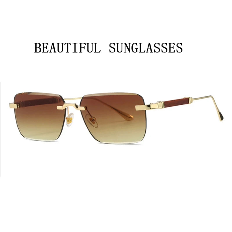 Rimless Sunglasses Women Trendy Square Sunglasses Men Vintage Trending Fashion Glasses Retro Lentes De Sol Mujer Zonnebril Heren