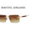 Rimless Sunglasses Women Trendy Square Sunglasses Men Vintage Trending Fashion Glasses Retro Lentes De Sol Mujer Zonnebril Heren
