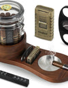 Cigar Humidor, Solid Wood Cigar Ashtray & Acrylic Cigar Jar Kit with Cigar Cutter, Humidifier and Dropper, Holds 18-20 Cigars